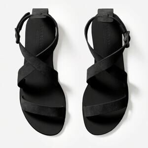 EVERLANE The Modern Wrap Sandal Black Suede Leather Adjustable Buckle 5 NEW